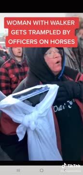A Grandmother in a Walker Gets Trampled by Trudeau’s Storm Troopers on Horseback and Nearly Killed