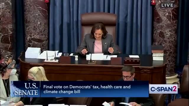 Harris and Senate Dems Cheer as They Pass Inflation Act, Raising Taxes on Lower, Middle Classes
