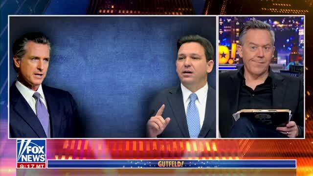 Gutfeld: Newsom’s ‘Tough Guy Act’ Against DeSantis Is a Stretch for Him, He Should Stick to Destroying California