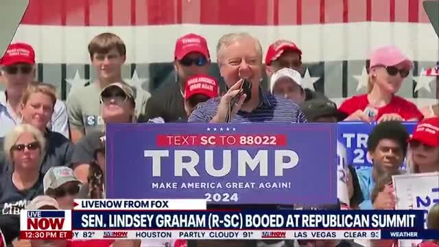 Lindsey Graham Relentlessly Booed and Jeered on Trump Rally Stage