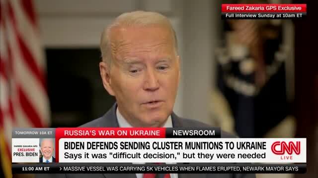 Biden Defends Sending Cluster Munitions to Ukraine: ‘This Is a War Relating to Munitions, and They’re Running Out of That Ammunition’