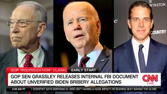 CNN: Sen. Grassley Criticized by the WH and the FBI for Releasing ‘Unverified’ FBI Document Detailing Biden Bribery Allegations