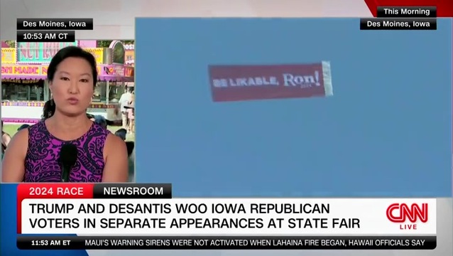 In Iowa, Plane Carrying a Banner ‘Be Likable, Ron!’ Flies While DeSantis Is Speaking