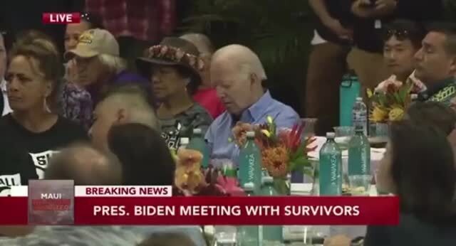 Biden Appears to Fall Asleep During a Ceremony in Hawaii Honoring the Hundreds of Americans Killed by the Fires