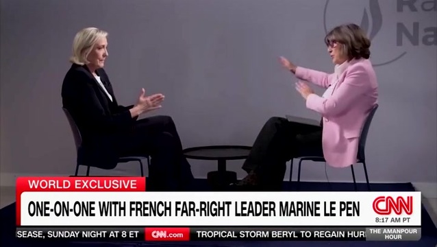 ‘You’re Kidding Me, Right?’: CNN’s Amanpour to Marine Le Pen Saying She’s Not Far Right